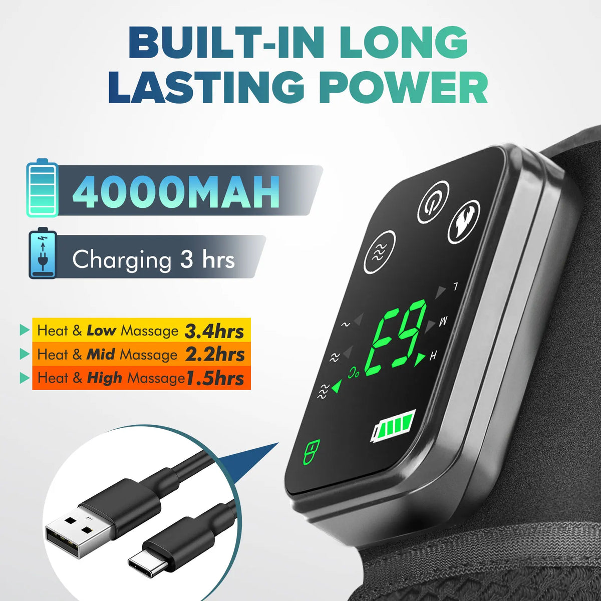 Moajaza 3-In-1 Electric Heated Vibration Massage Knee Pad