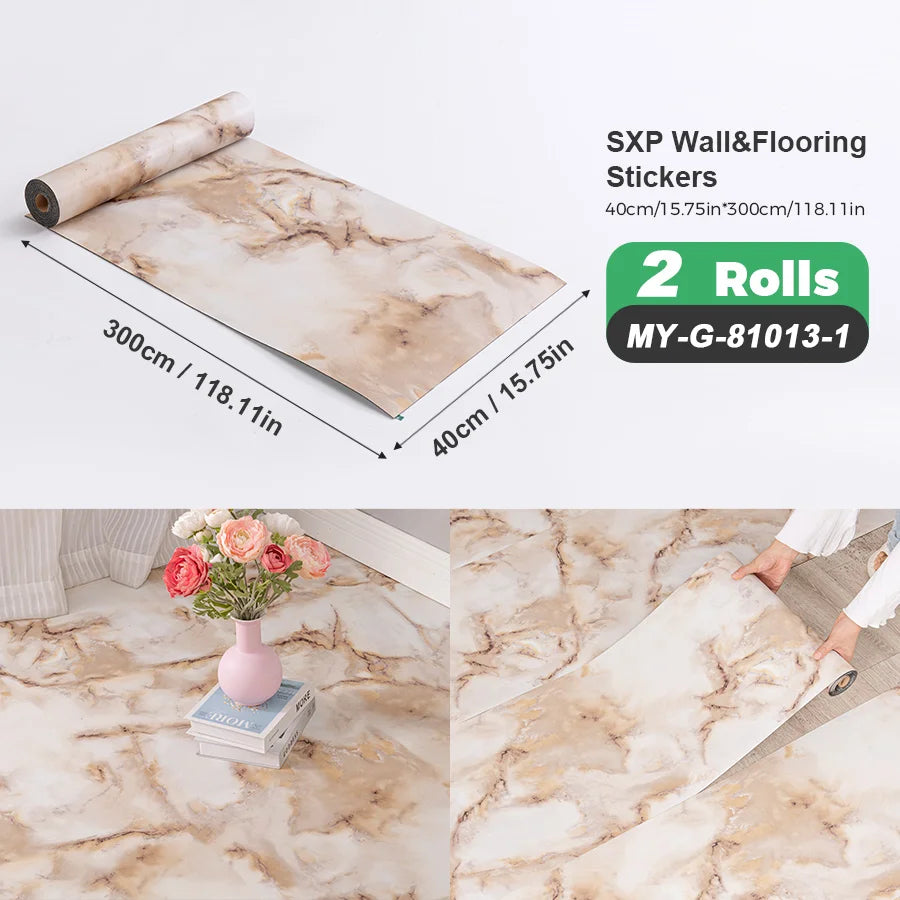 Two Rolls Self-Adhesive Wall And Floor Sticker Wood Grain Marble Design