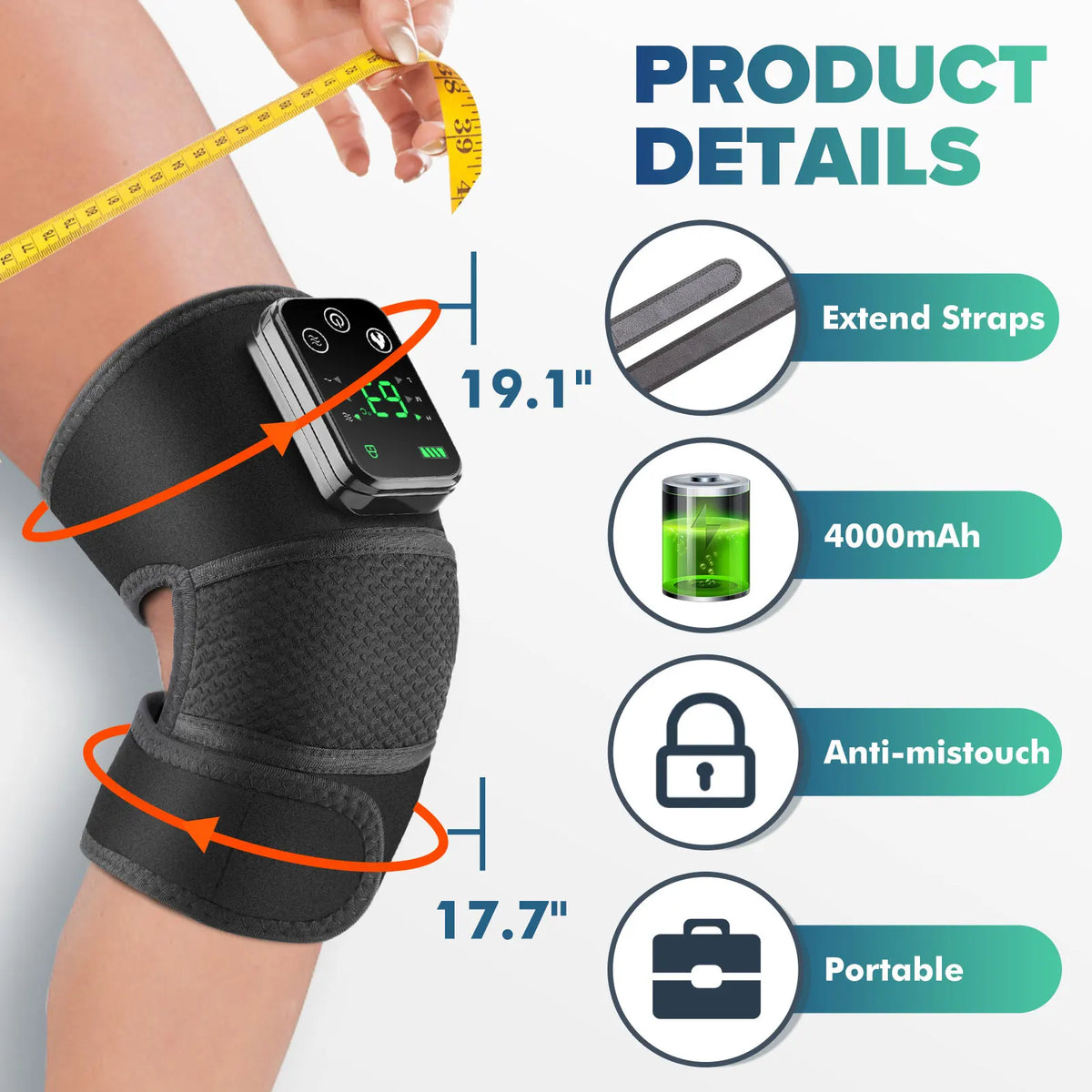 Moajaza 3-In-1 Electric Heated Vibration Massage Knee Pad