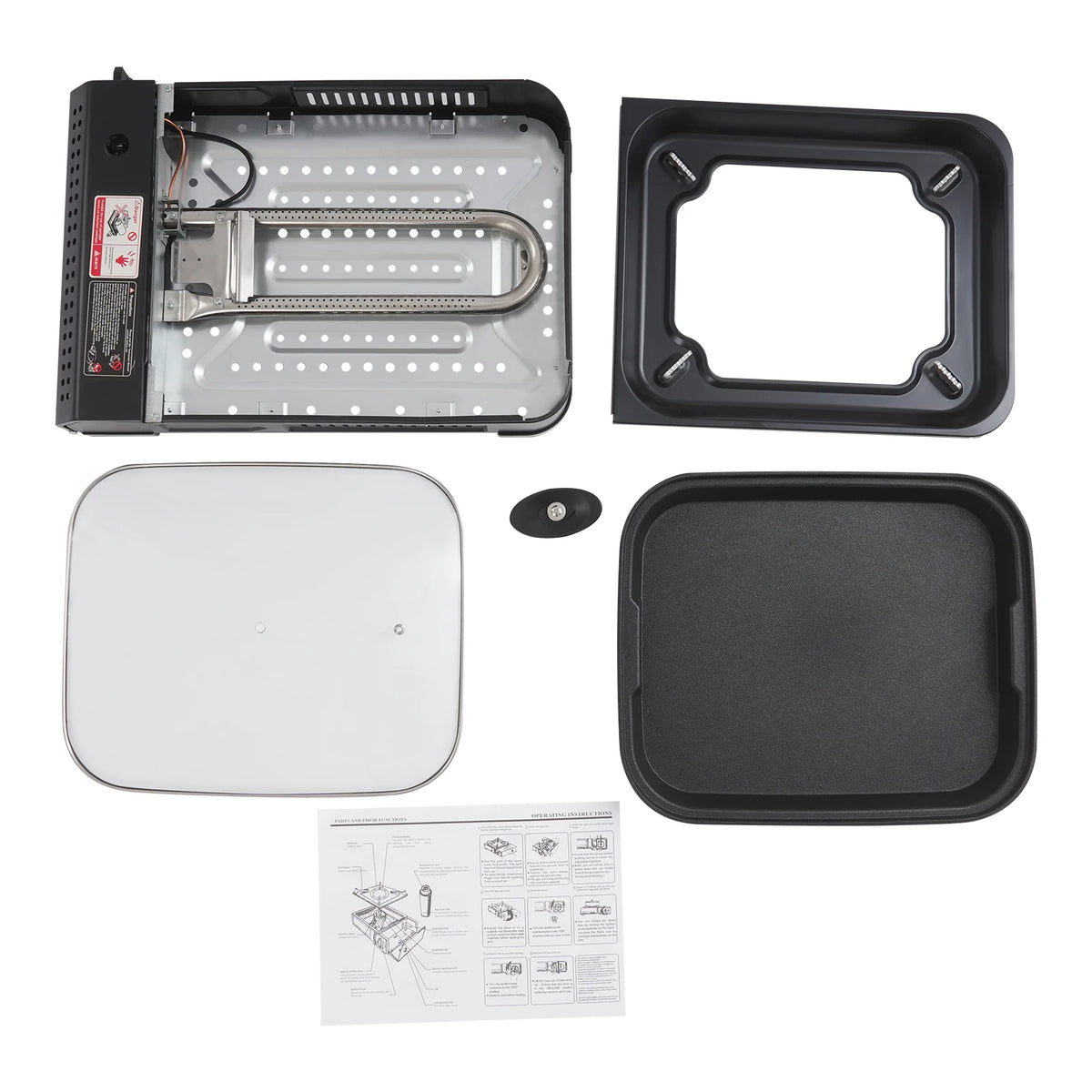 Portable 2.1KW Butane Gas Grill Stove With Pan Lid
