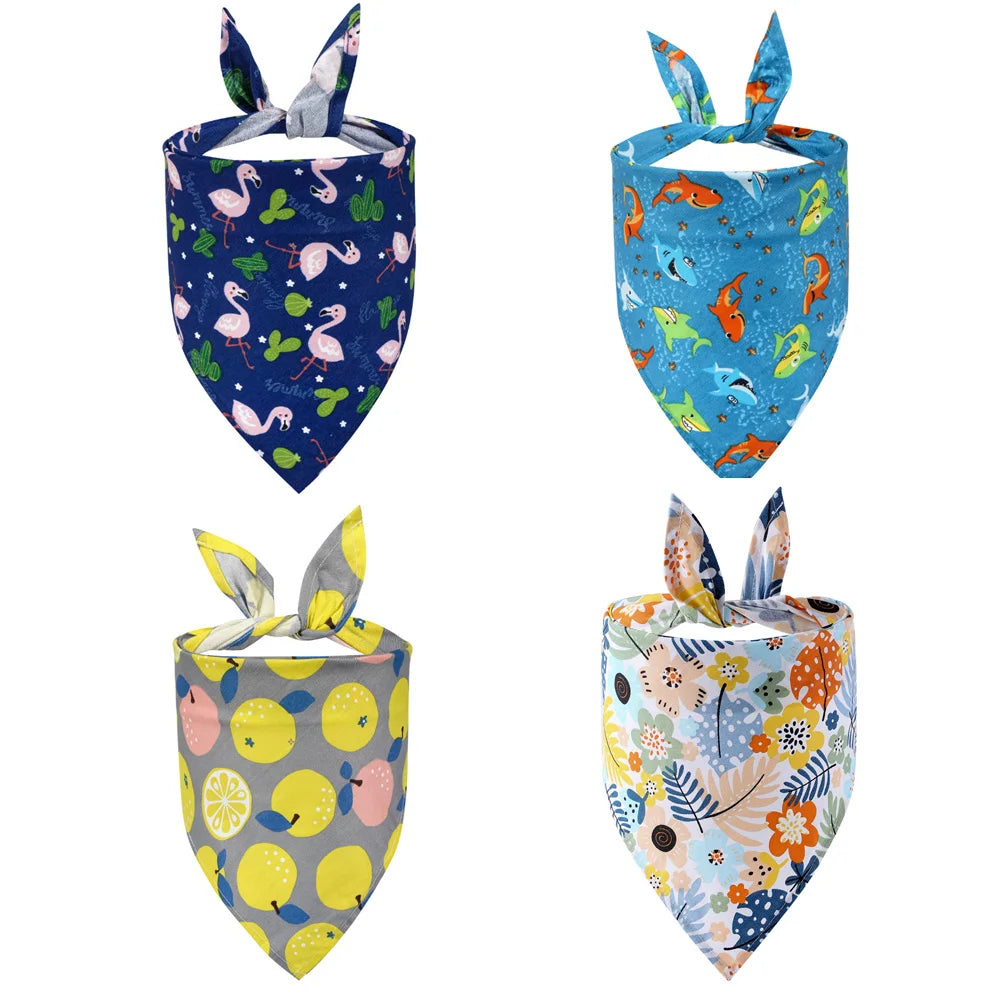 Fruit Floral Dog Bandana Adjustable Washable Soft Kerchief For Dogs