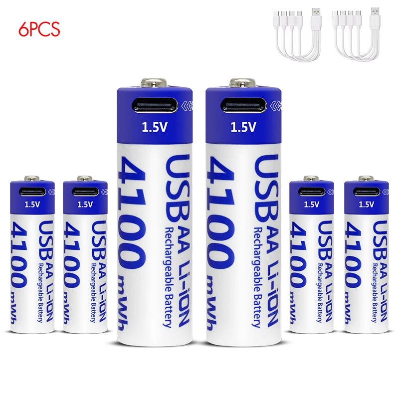Kuugro USB Rechargeable AA Battery 1.5V 4100mWh Type-C Li-Ion