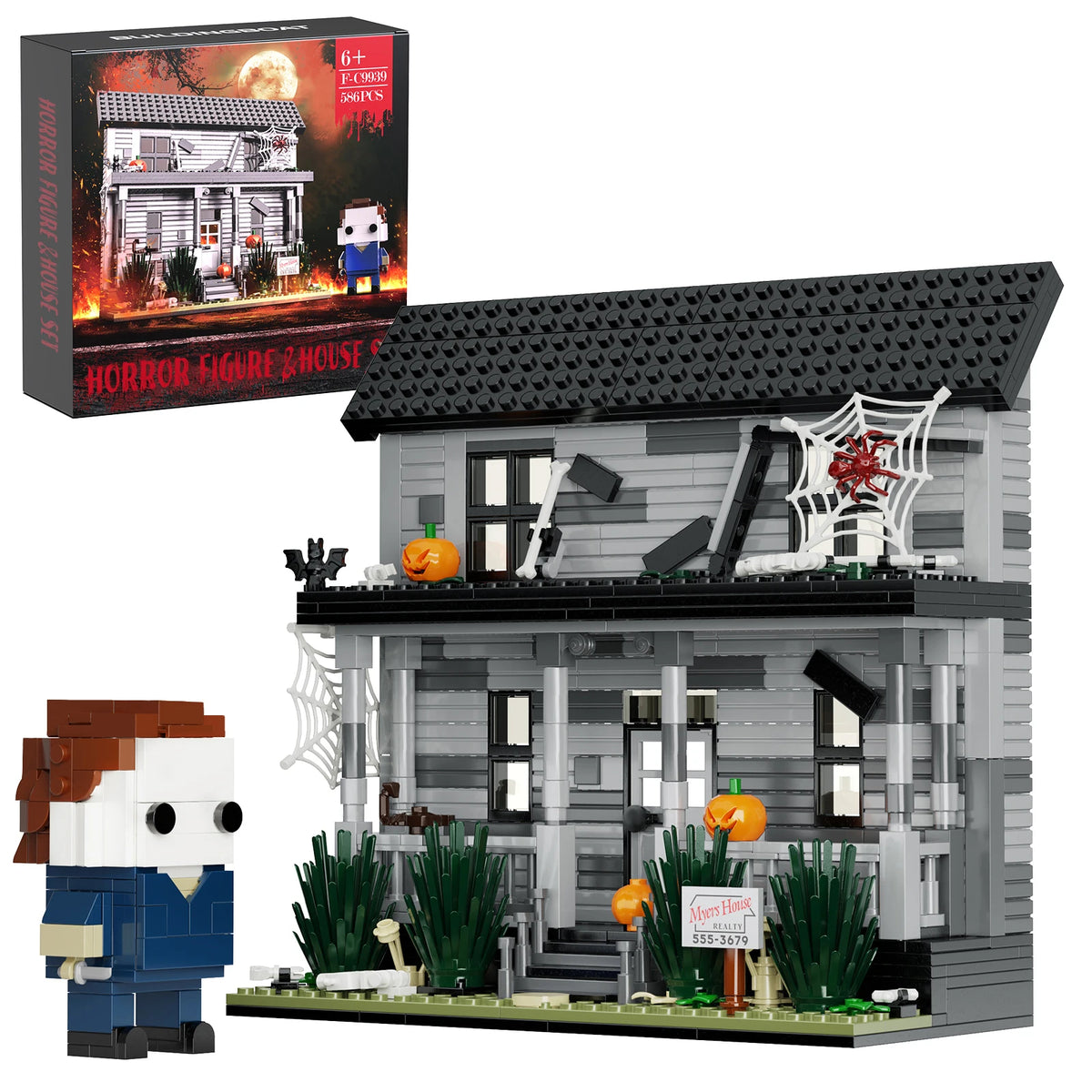 Horror Movie Architecture Building Blocks Model Desktop Ornament