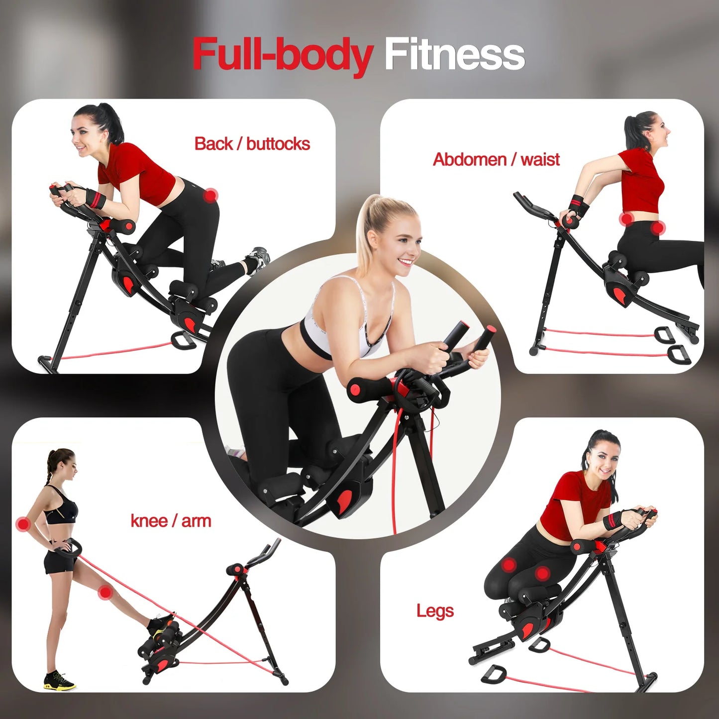 Foldable Ab Workout Machine With LCD Display And Resistance Bands