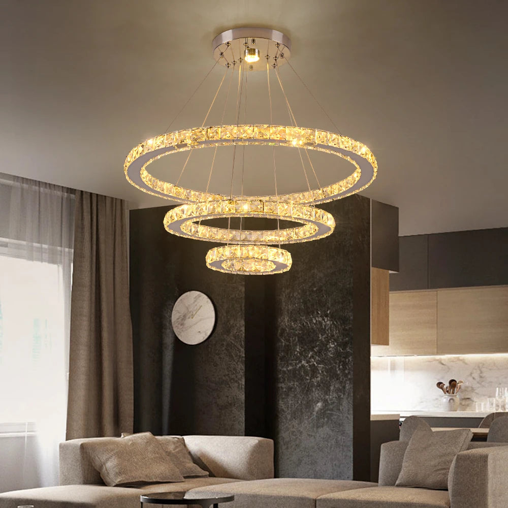 GreeLustr Crystal Modern Pendant Light Chandelier DIY Dimmable