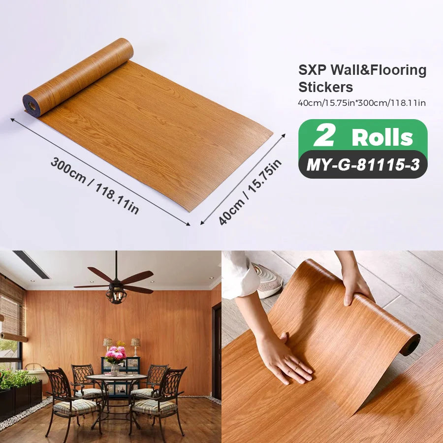 Two Rolls Self-Adhesive Wall And Floor Sticker Wood Grain Marble Design
