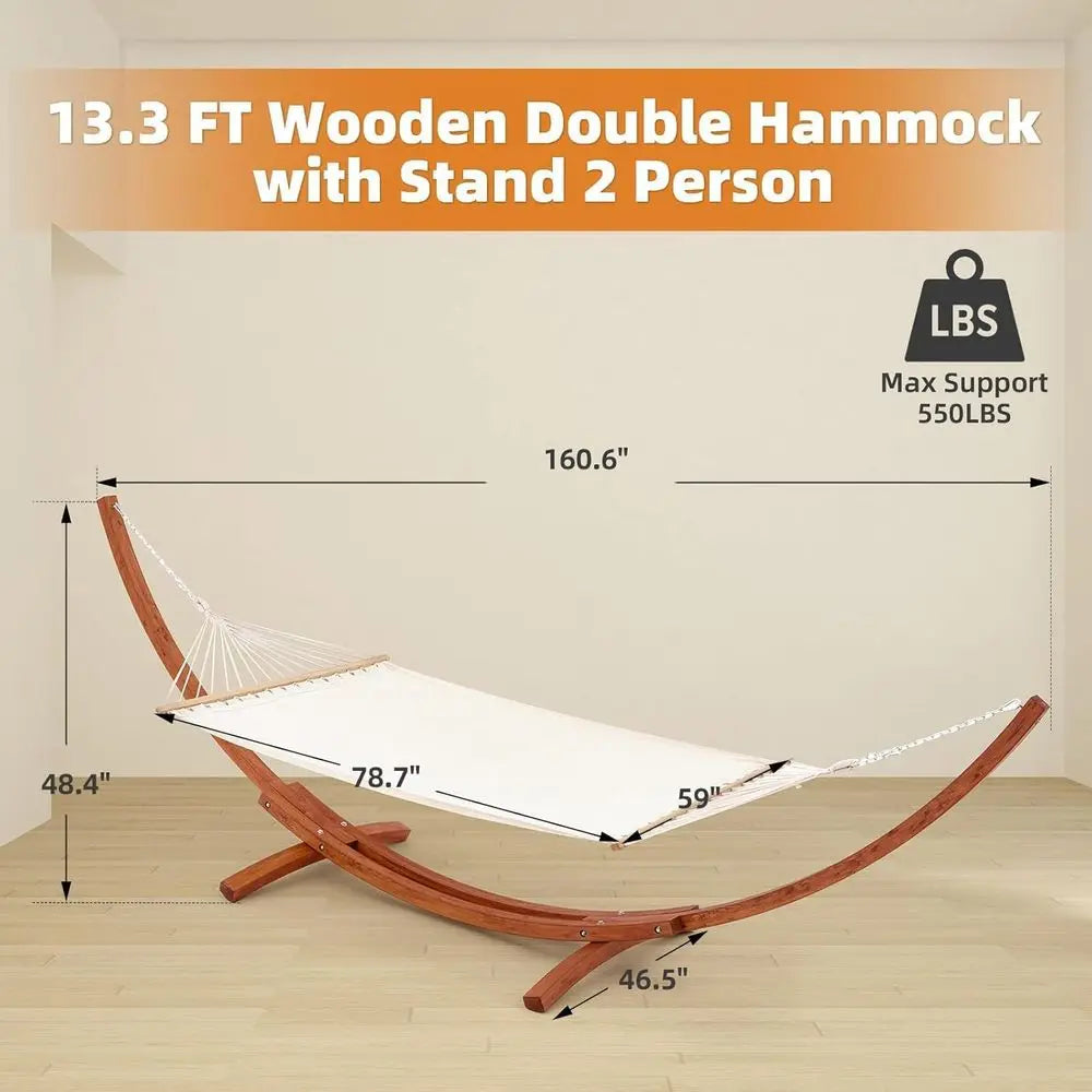 13 T Hammock with Stand, Heavy Duty Hammock Stand, 2 Person Heavy Large Hammock Bed or Porch, Patio, Balcony, Garden, Backyard,