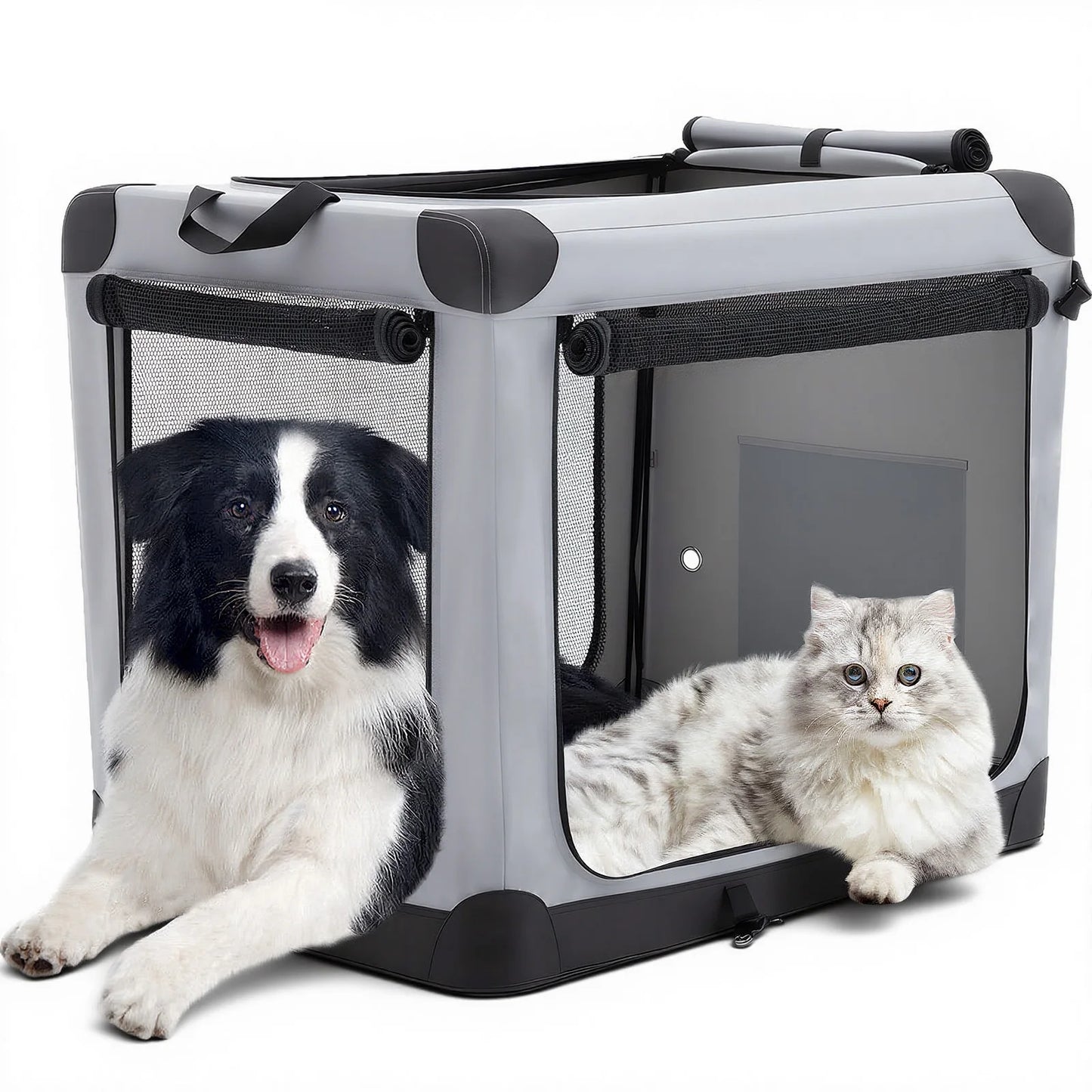 JHK Foldable Soft Dog Crate With Three Doors Portable Indoor