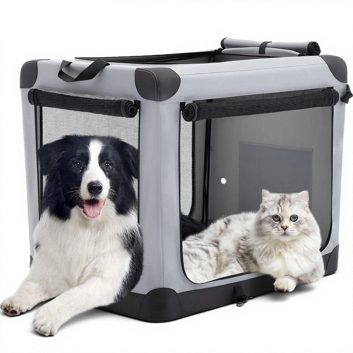 JHK 600D Oxford Fabric Foldable Soft Dog Crate Portable Pet Kennel with 3 Doors Use for Small to Extra Large Dogs Indoor