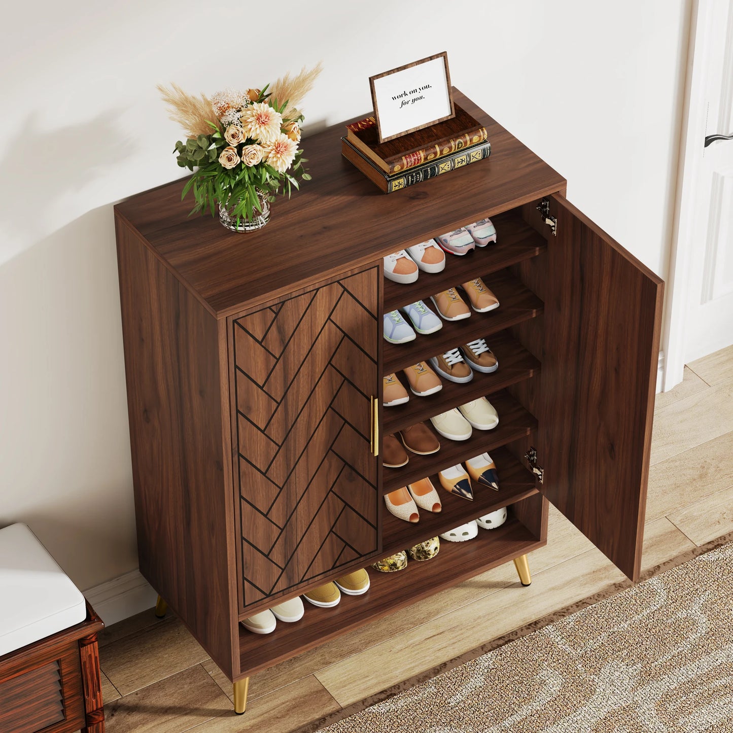 Tribesigns 6-Tier Shoe Cabinet With Doors
