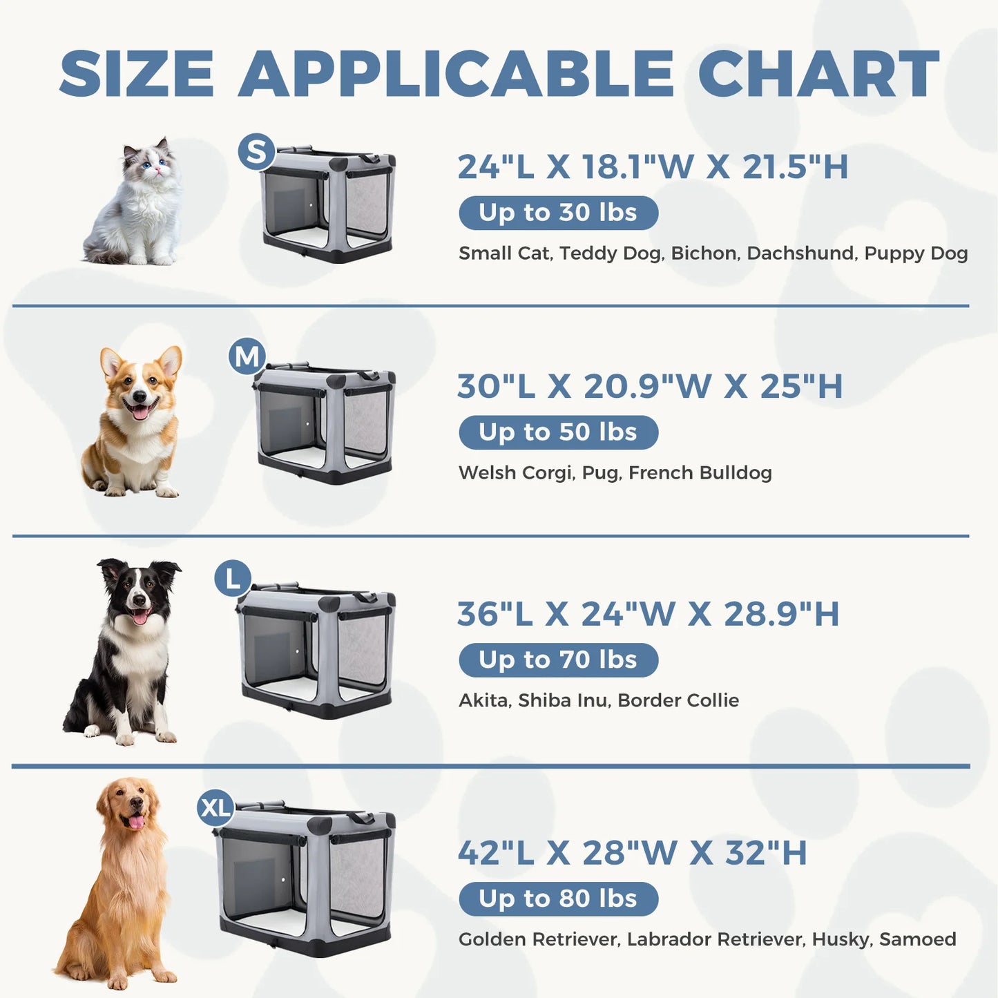 JHK Foldable Soft Dog Crate With Three Doors Portable Indoor