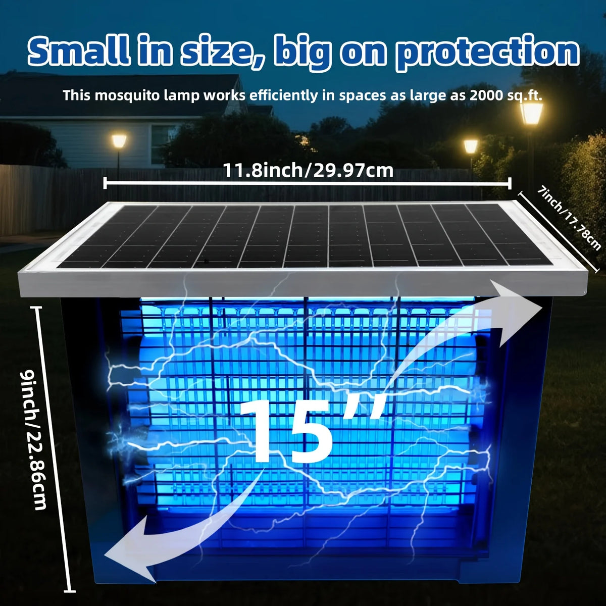 Powerful Solar Bug Zapper Outdoor Mosquito Trap for Large Yards