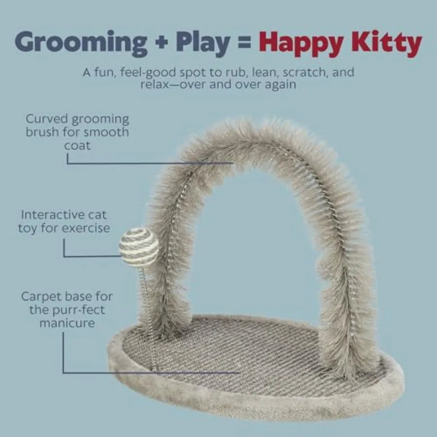 Self-Grooming Cat Scratcher with Brush Reduces Shedding
