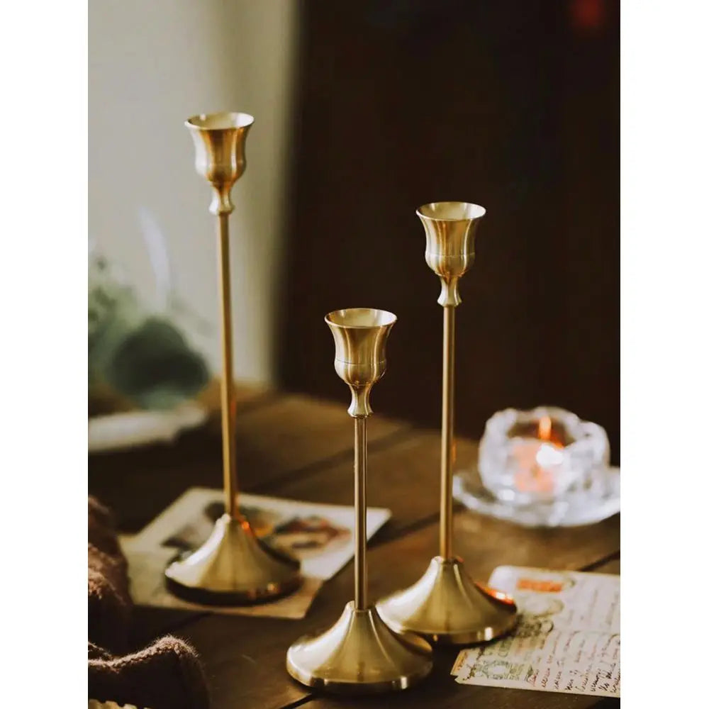 Golden Metal Decorative Candle Holder Stand Antique Brass