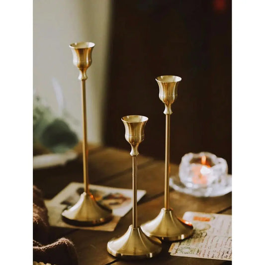 Golden Metal Decorative Candle Holder Stand Antique Brass
