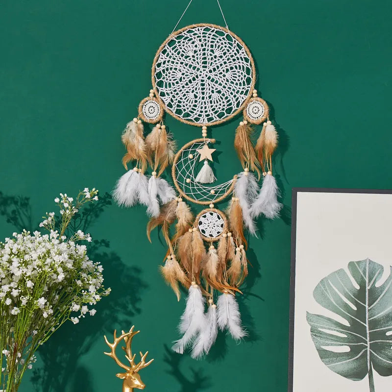 Handcrafted Bohemian Moon And Sun Dream Catcher Wall Decor