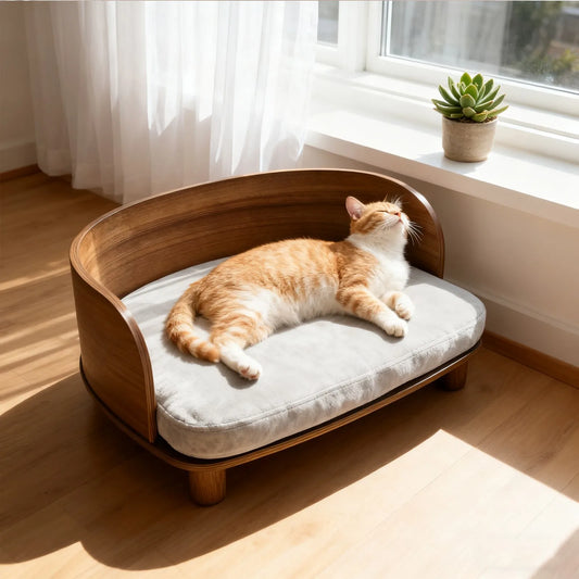 BORWART Elevated Pet Sofa Wood Bed for Small Dogs