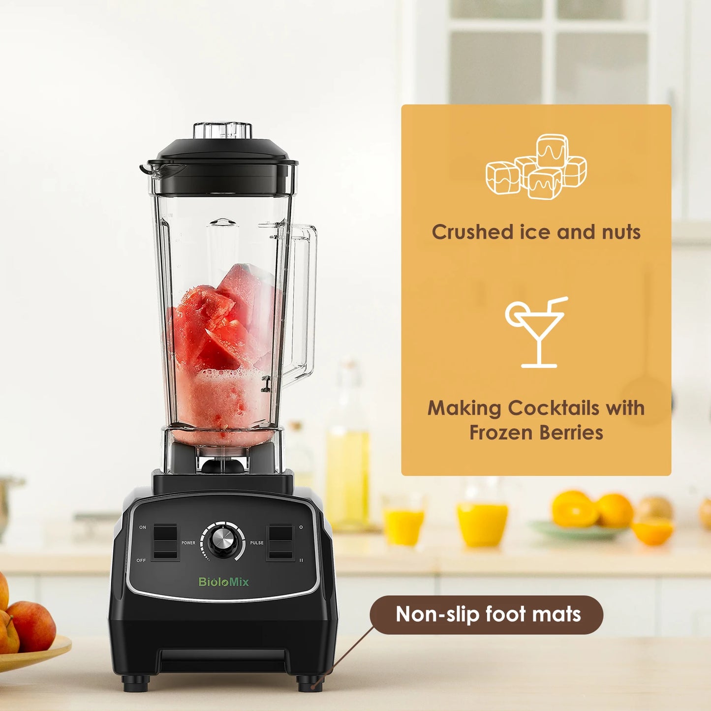 Biolomix BPA Free Heavy Duty Blender Mixer Juicer 2200W 3HP
