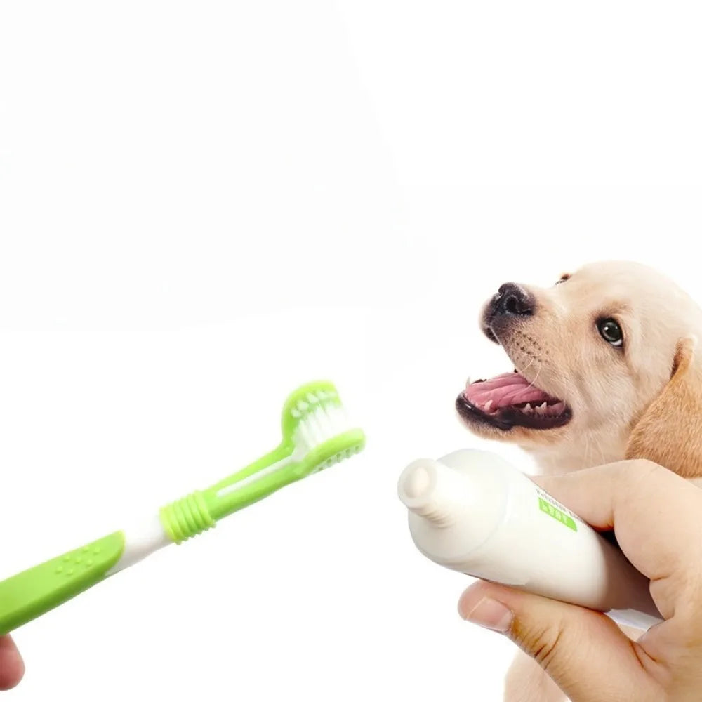 Three-Sided Plastic Pet Toothbrush For Dog And Cat Dental Care