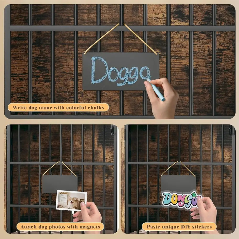 Sturdy Double Dog Kennel Cage Built With Metal And Wood
