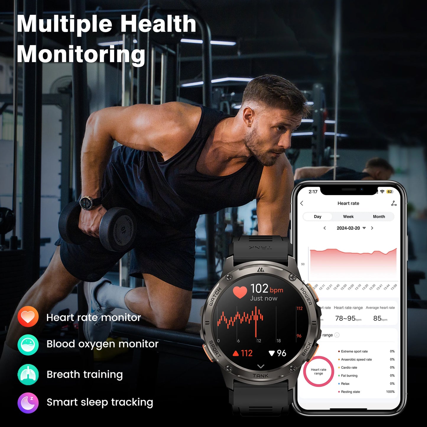 KOSPET Tank T3 Smartwatch Call And Text AMOLED AI Voice