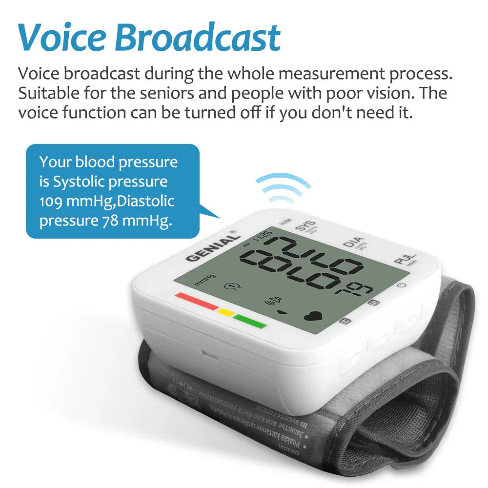 GENIAL Wrist Blood Pressure Monitor With 240 Memories