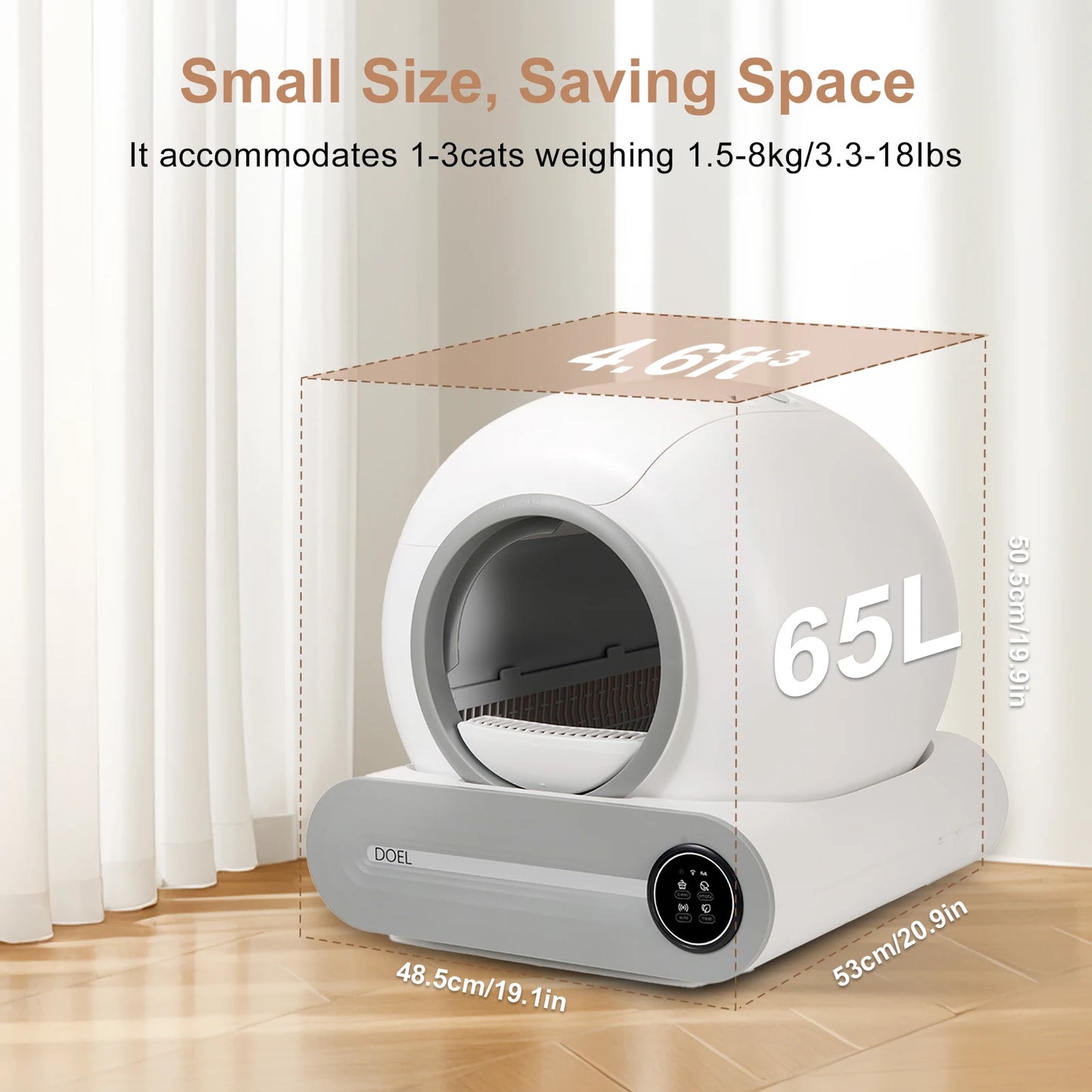 DOEL Smart Self Cleaning Cat Litter Box With App Control 2 4G WiFi