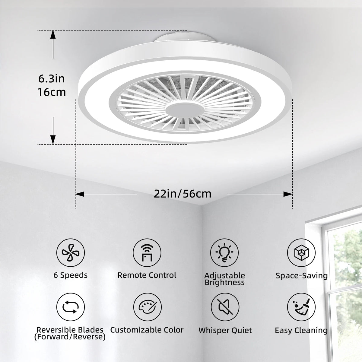 Silent Reversible DC Ceiling Fan With Remote And Light