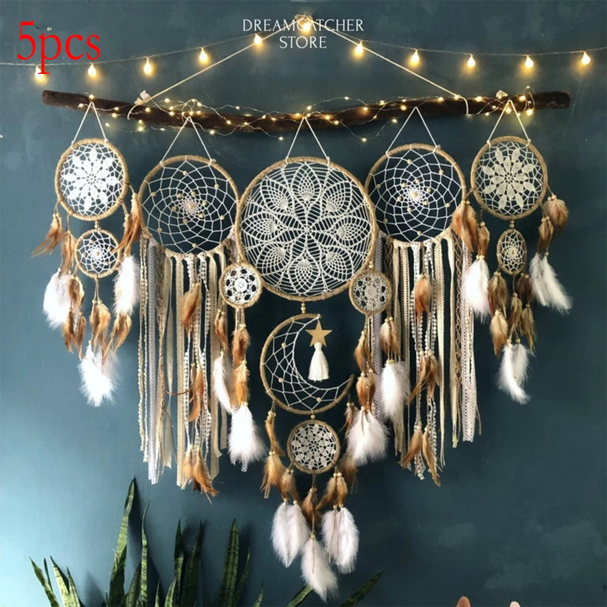 Handcrafted Bohemian Moon And Sun Dream Catcher Wall Decor