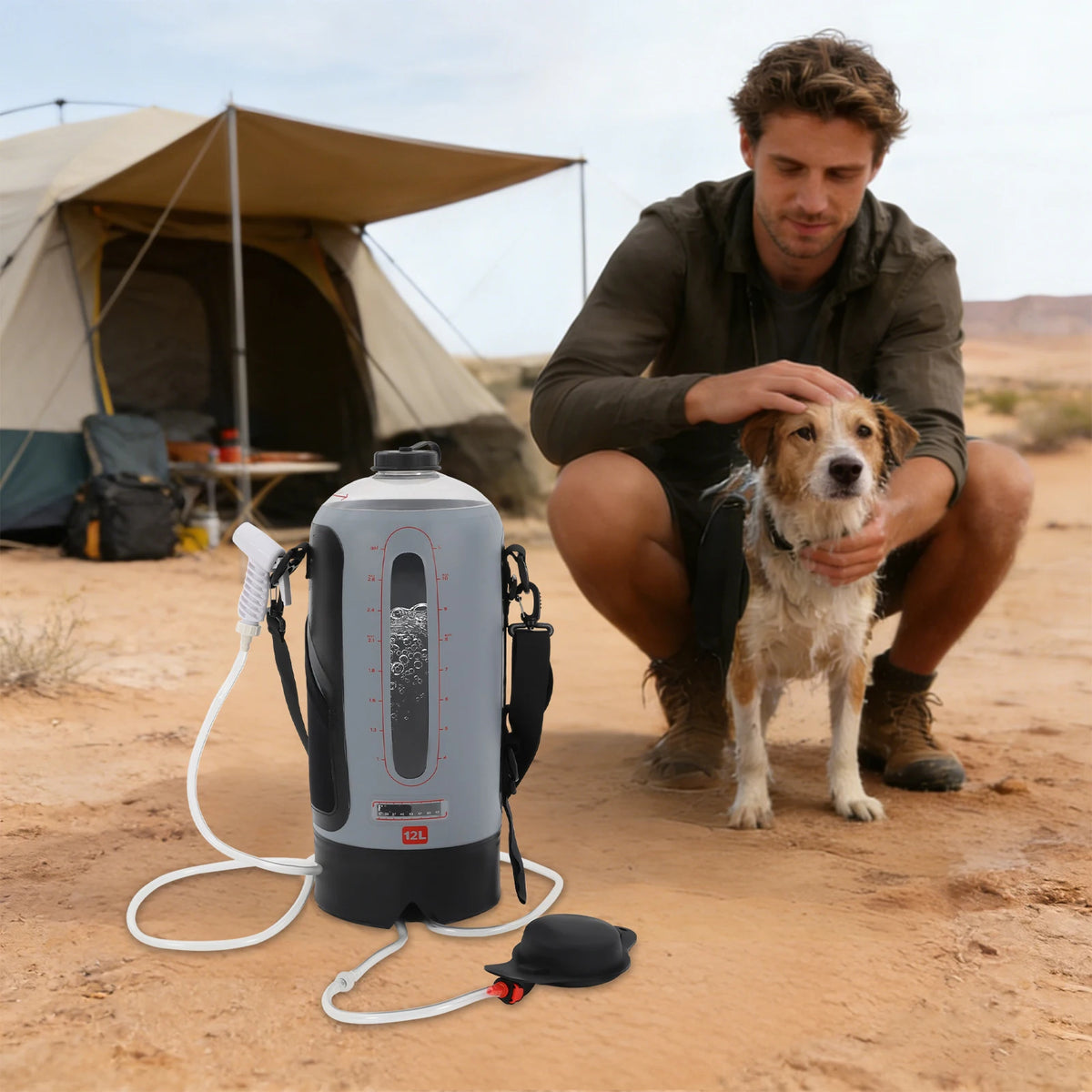 Portable 3 Gallon Solar Camping Shower Bag With Hose