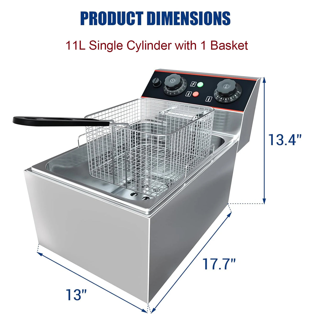 Acekool Commercial Electric Deep Fryer With Adjustable Thermostat