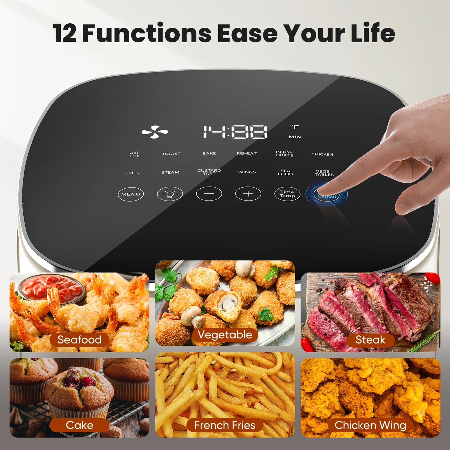 Air Fryer With Window 12 In 1 Roast Reheat Dehydrate