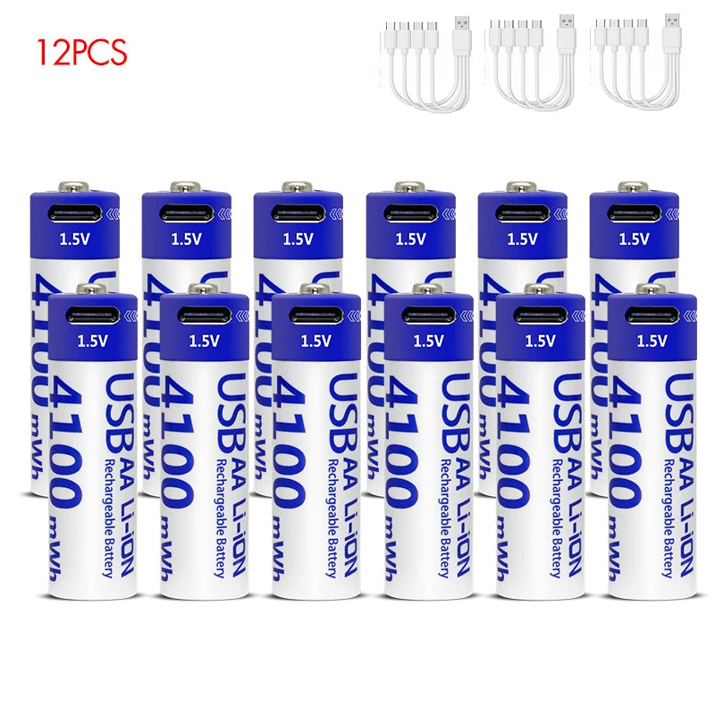 Kuugro USB Rechargeable AA Battery 1.5V 4100mWh Type-C Li-Ion
