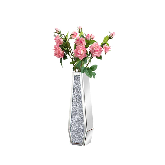Luxury Crushed Diamond Mirrored Floor Glass Flower Vase