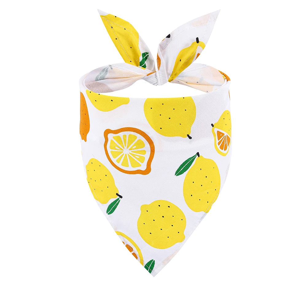Fruit Floral Dog Bandana Adjustable Washable Soft Kerchief For Dogs