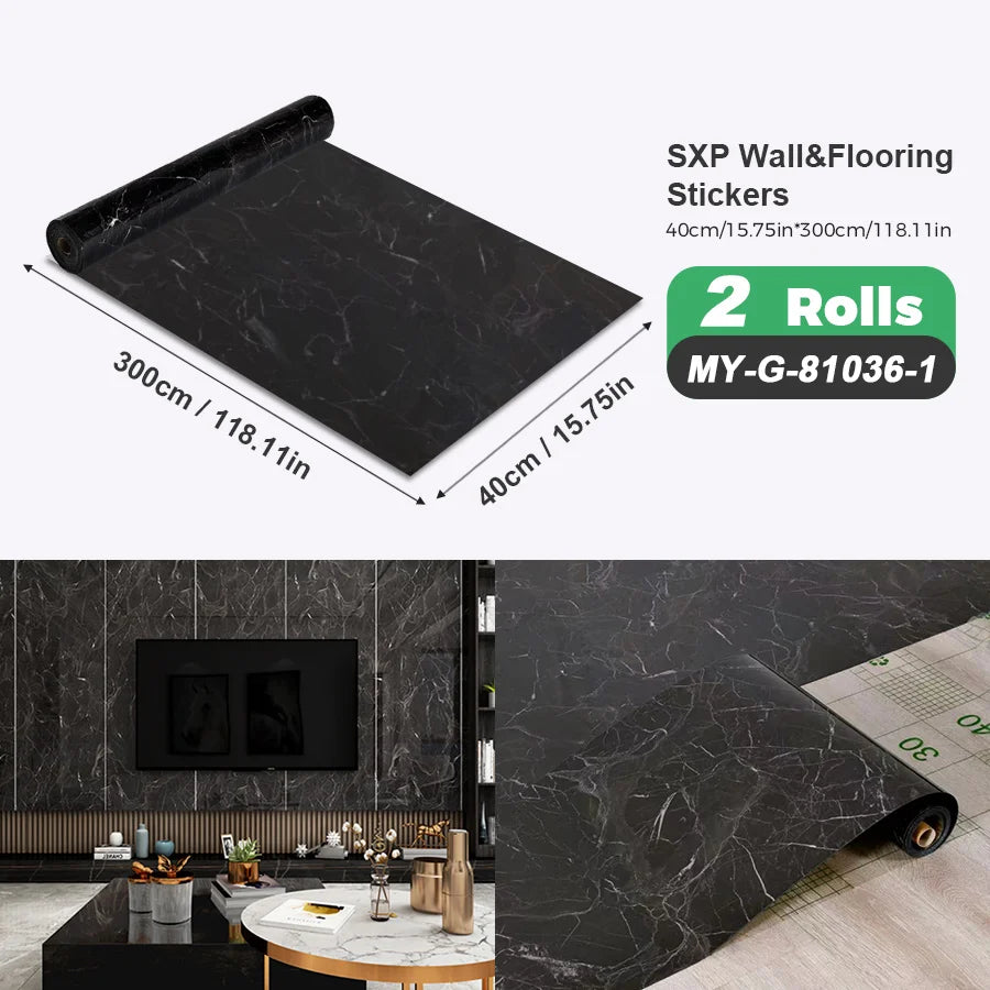 Two Rolls Self-Adhesive Wall And Floor Sticker Wood Grain Marble Design