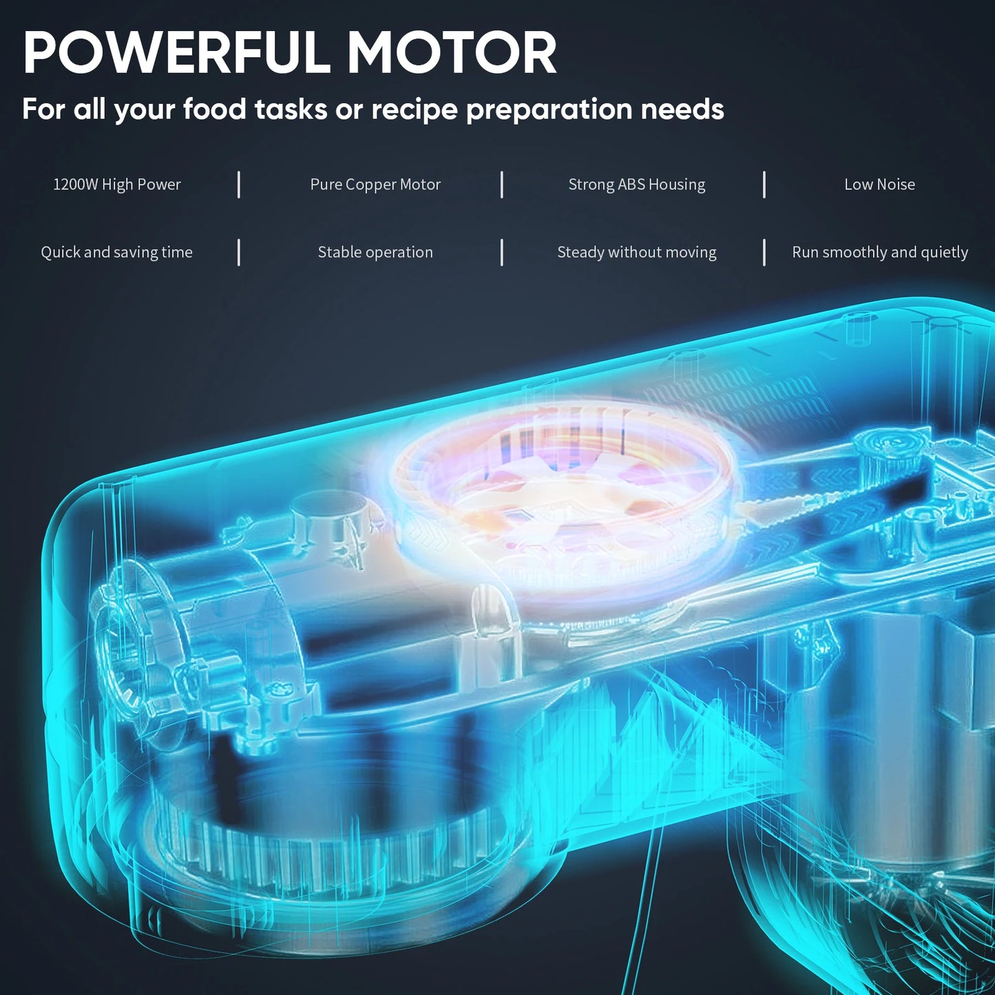 Biolomix 1200W Stand Mixer With 11 Speeds OLED DC Motor