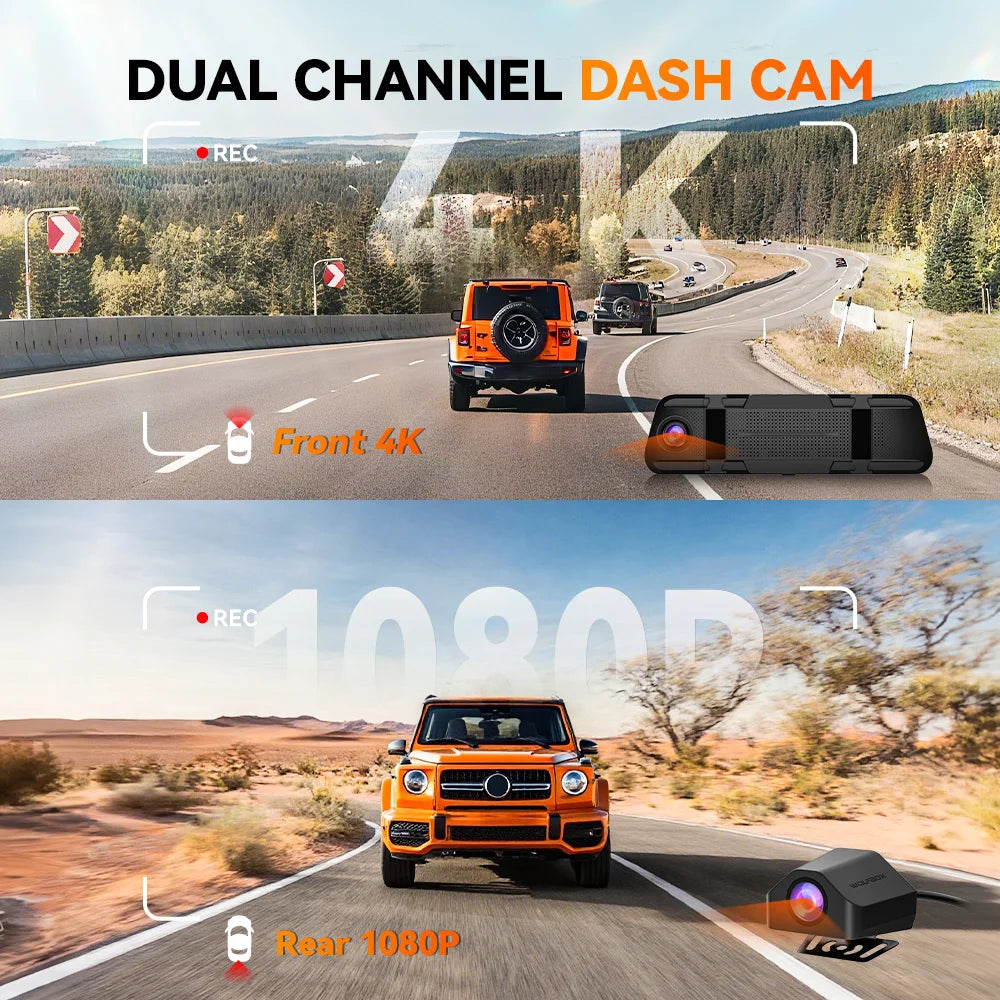 WOLFBOX M40 Dash Cam 4K 1080P With Voice Control GPS