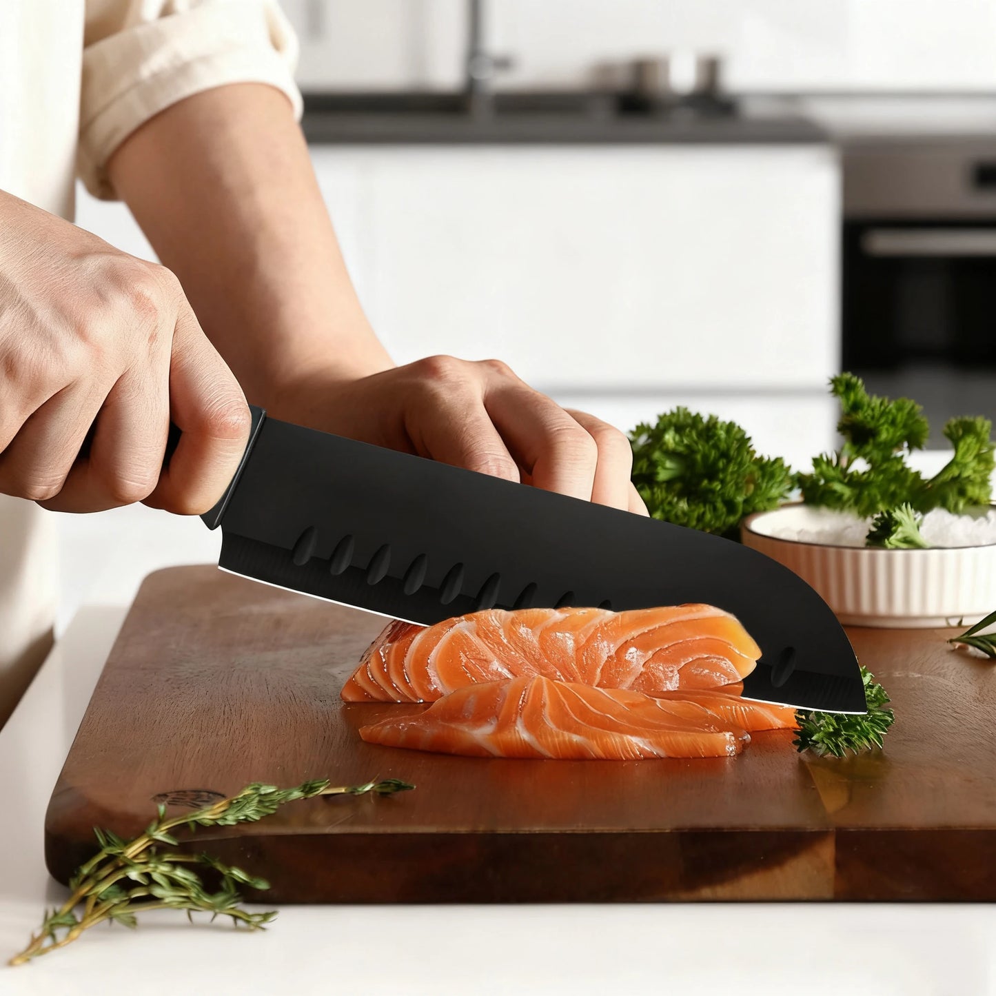 Stainless Steel Kitchen Knife Set With Block Sharpener Scissor