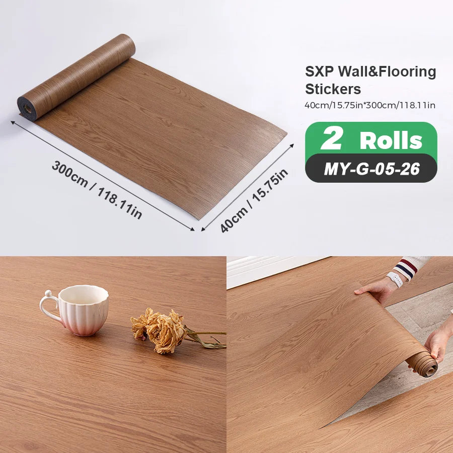 Two Rolls Self-Adhesive Wall And Floor Sticker Wood Grain Marble Design