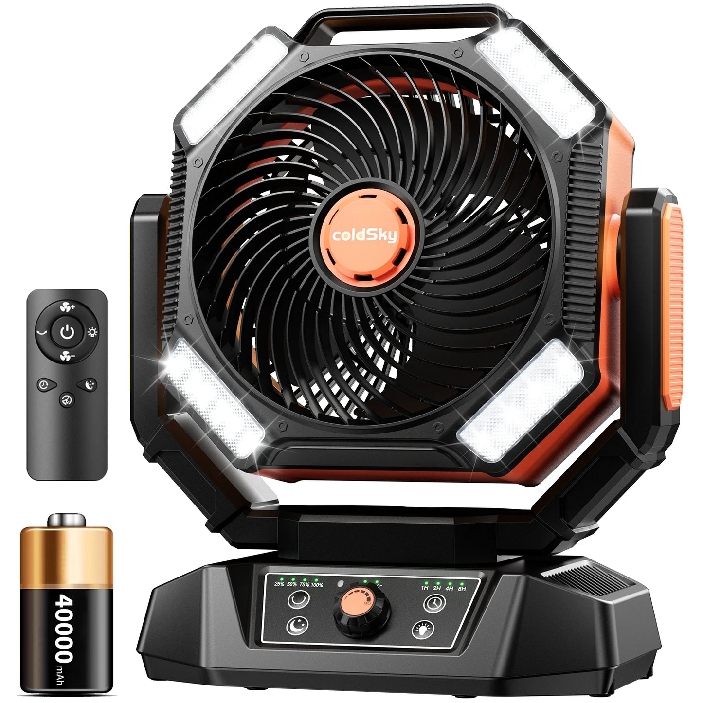 SKYTOO 20000mAh Camping Fan With 4 LED Lanterns For Outdoor Camping 8 Speeds