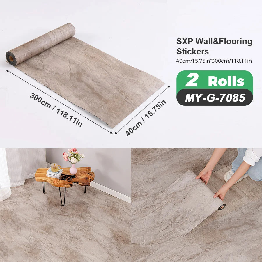 Two Rolls Self-Adhesive Wall And Floor Sticker Wood Grain Marble Design