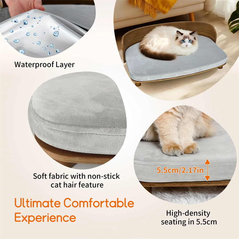 BORWART Elevated Pet Sofa Wood Bed for Small Dogs