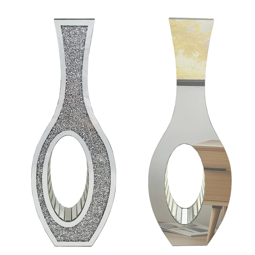 Mirror Finish Decorative Floor Vase With Crushed Diamond Design