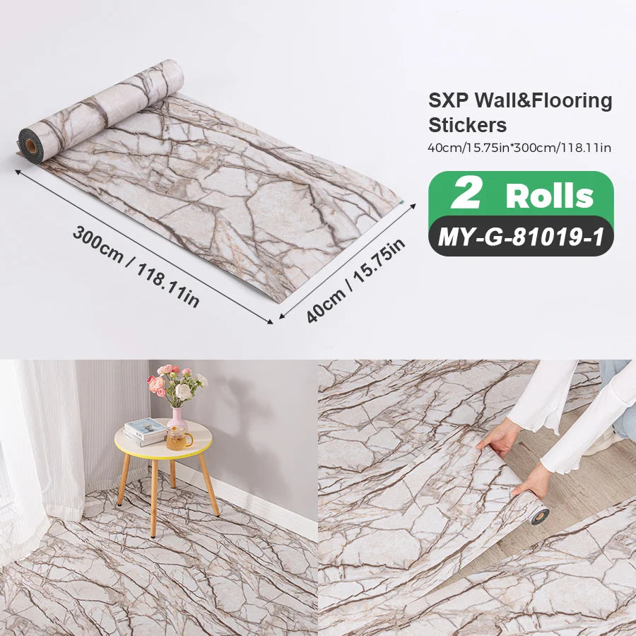 Two Rolls Self-Adhesive Wall And Floor Sticker Wood Grain Marble Design
