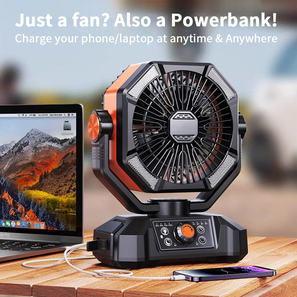 SKYTOO 20000mAh Camping Fan With 4 LED Lanterns For Outdoor Camping 8 Speeds