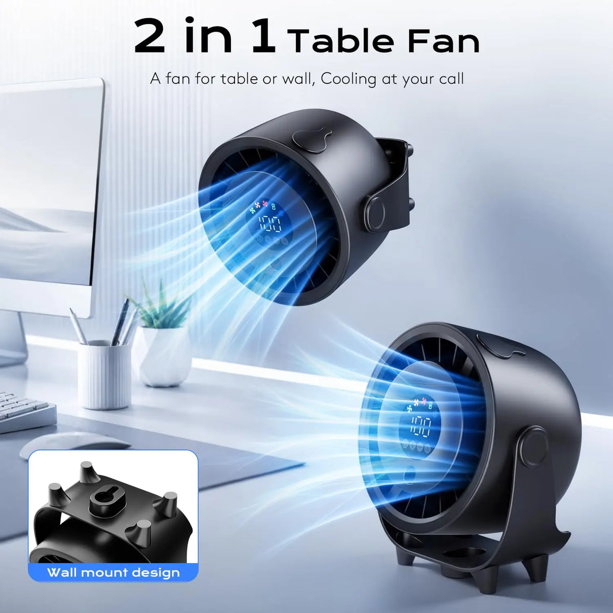 Local Shipping- Misting Fan Humidifying Rapid Cooling Hanging Hole Low Noise Digital Display 100 Speed Controlled Speed