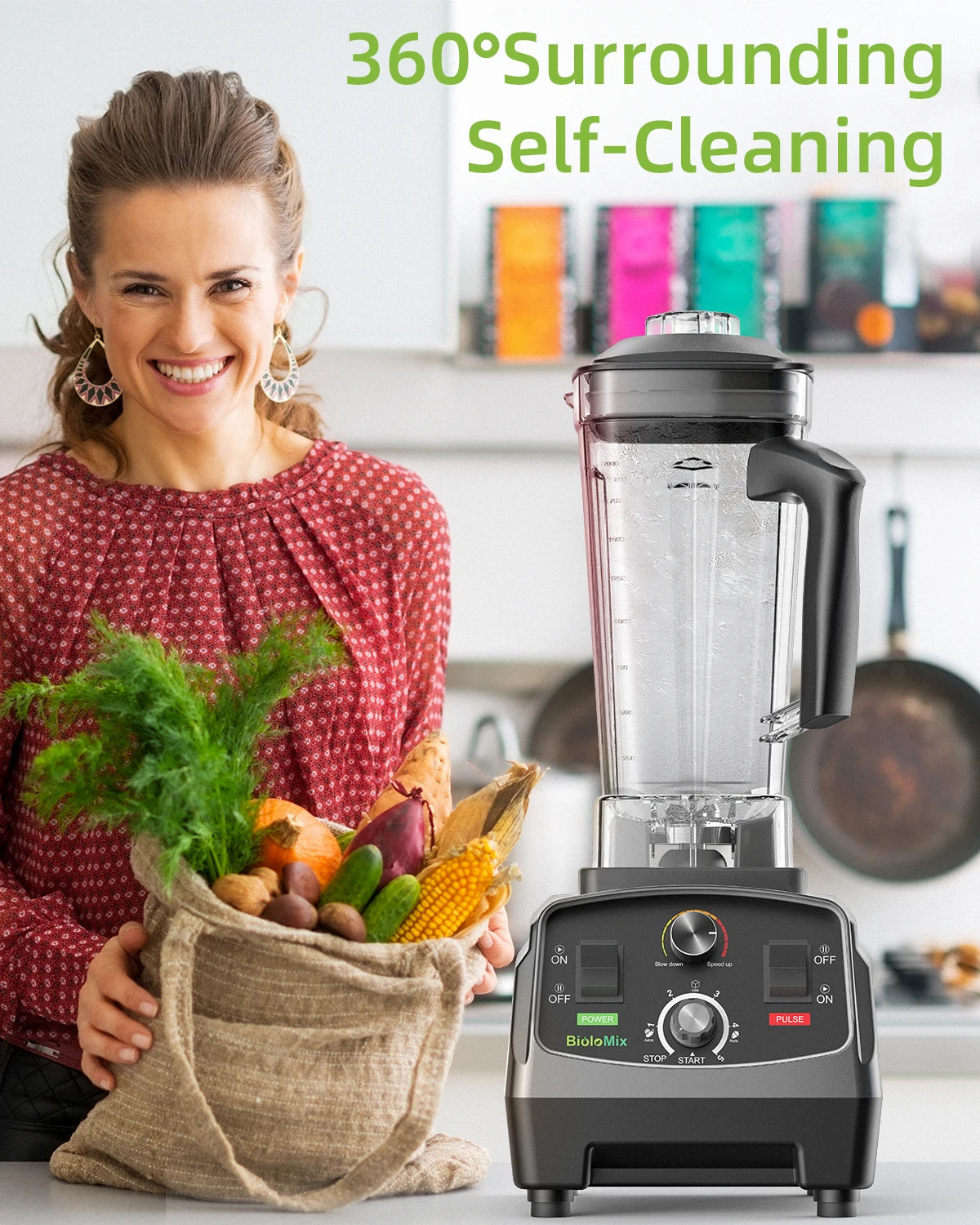 BioloMix Heavy Duty Timer Blender Juicer And Food Processor