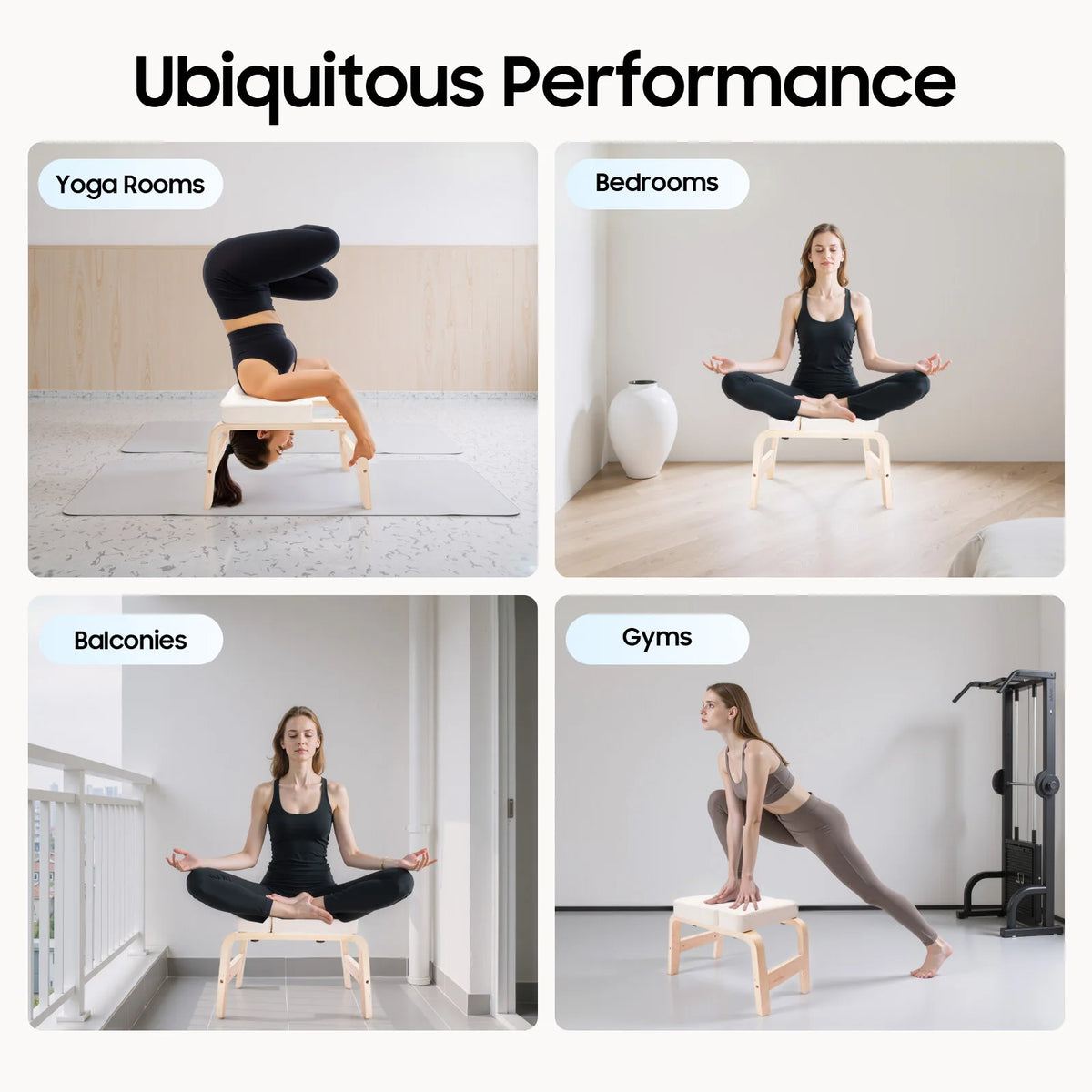 Wood Yoga Headstand Bench Stool Solid Wood Inversion Chair