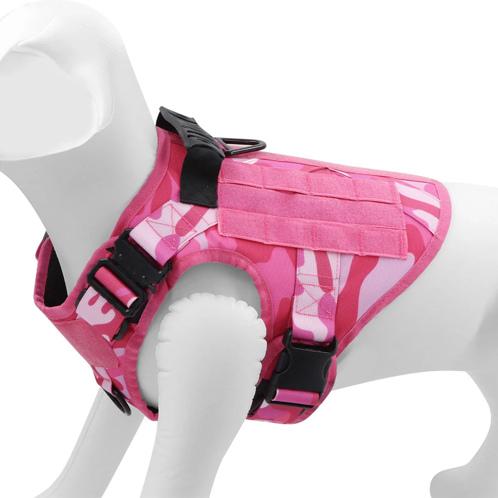 Military Camouflage Dog Harness With Leash For Training
